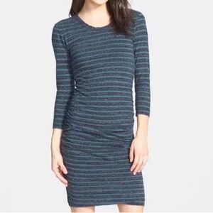 James Perse 3/4 sleeve striped stretch jersey dress size 2